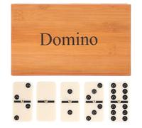 HEANUJJ Set di Domino Interattivi in Bambù e Plastico Custodia Beige, Gioco da Tavolo per Coordinazione Mano-occhio, per Divertimento in Famiglia nei Giorni di Pioggia