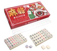 HEANUJJ Set Mini Mahjong Portatile Bianco in Melamina e Pvc Accessori Completi, Dimensioni Piccole Facili da Trasportare, per Feste e Attività All'aperto