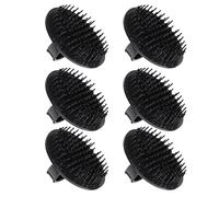 HEANUJJ Spazzola per Lavaggio Chioma 6 Pezzi in Plastica Nera Setole Morbide per Massaggio del Cuoio Capelluto Ergonomica per Pulizia e Rimozione del Sebo e Sporco