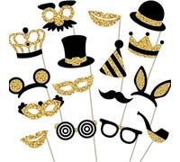 Heanvmyss Accessori Photo Booth Props Kit,16 Pezzi Photo Booth Compleanno,Accessori di Scena per Foto,Oggetti di Scena Cabina Fotografica,Decorazione per Feste,Matrimonio