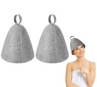 Heanvmyss Cappello Sauna in Feltro,2 Pezzi Cuffia Sauna Anti-Calore,Sauna Berretto per Uomo e Donna,Cappello di Melone,Accessorio Sauna per Bagno,Spa,Amanti Della Sauna(Grigio)