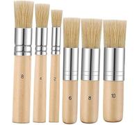 Heanvmyss Pennelli per Stencil in Legno,6 Pezzi Pennelli con Setole di Maiale Naturali per Pittura Acrilica,Pittura a Olio,Progetto di Artigianato Artistico Fai Da Te(6 Dimensioni)