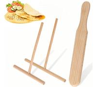 Heanvmyss Spatole per Crêpe Distributore di Impasto,3 Pezzi Stendi Crepes,Crepe Spreader,Spatola in Legno a Forma di T,Spalmatore per Pancake,Padella,Galette,Frittelle