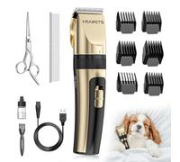 HEAPETS Tagliacapelli elettrico senza fili, a basso rumore, ricaricabile, per cani, gatti e altri animali domestici, colore: oro