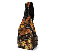 Heaps of Orange Monarch Butterflies Borsa a tracolla con blocco RFID casual zaino a tracolla impermeabile borsa da petto leggero zaino da trekking zaino uomo borsa da viaggio borse a tracolla per