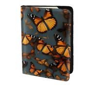 Heaps of Orange Monarch Butterflies - Custodia in pelle per passaporto, per donne e uomini, portafoglio da viaggio per passaporto, nero, Taglia unica
