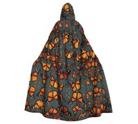 Heaps Of Orange Monarch Butterflies Print Hooded Cloak Full Length Hooded Hooded Cappes Long Hoodie Christmas Halloween Costumes