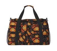 Heaps of Orange Monarch Butterflies print Large Canvas Travel Duffel Bag Borse Weekender per le donne Borsa da notte Borsa Tote Bag Carry On, nero, Taglia unica