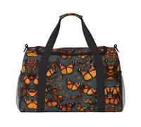 Heaps of Orange Monarch Butterflies print Large Canvas Travel Duffel Bag Borse Weekender per le donne Borsa da notte Borsa Tote Bag Carry On, nero, Taglia unica