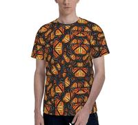Heaps of Orange Monarch Butterflies Print - Maglietta da uomo a maniche corte, girocollo, elegante, casual, estiva, varie occasioni, Nero , L