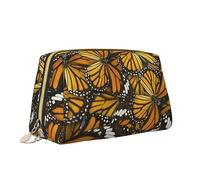 Heaps of Orange Monarch Butterflies Print Makeup Bag Portable Versatile Toiletry Bag Large Capacity Cosmetic Bag per le donne, bianco, Taglia unica, Beauty case