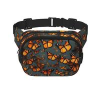 Heaps of Orange Monarch Butterflies Print Marsupio Square Marsupio Allenamento Escursionismo Corsa Viaggi Palestra Bella Cerniera Moda
