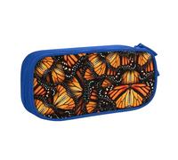 Heaps of Orange Monarch Butterflies Print Pencil Pouch Storage Cosmetics Art Tools Supplies Studenti Insegnanti Uso Versatile, Blu, Taglia unica, Set di zaini per la scuola