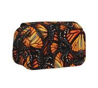 Heaps of Orange Monarch Butterflies Print Portable Pencil Bag Cosmetic Toiletry Multi-Use Bags Cute Large Capacity Daily Use