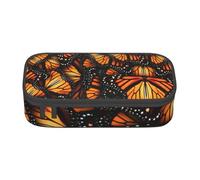 Heaps of Orange Monarch Butterflies Print Teen Large Storage Pencil Case Stationery Organizer School College Business Travel