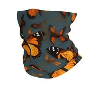Heaps Of Orange Monarch Butterflies Print Winter Neck Gaiter Warmer, morbida maschera per il viso sciarpa per il freddo sci ciclismo sport all'aria aperta