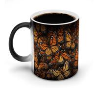 Heaps of Orange Monarch Butterflies Tazza da caffè magica tazza personalizzata cambia colore tazza sensibile al calore tazze da caffè con manico, 325 ml, divertente tazza in ceramica per tè/latte
