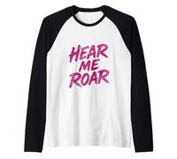 Hear Me Roar - Spazzola Rosa retrò Animal Energy Wildcat Maglia con Maniche Raglan