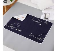 Hearda 2 Pezzi Traversine Lavabili per Incontinenza Adulti Anziani Bambini Neonato, Bifacciale Riutilizzabili Coprimaterasso Impermeabile Assorbente Protezioni Materasso Foglio (Balena,80x120cm)