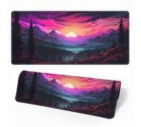 Hearda 3D Modello Tappetino Mouse, Paesaggio Anime Tappetino Mouse XXL/XL/L, Tappetino Mouse Gaming con Base in Antiscivolo Bordi Cuciti, Mouse Pad per Ufficio Casa (Rosa rossa,800x300x3mm)