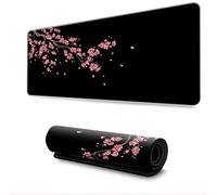 Hearda 3D Modello Tappetino Mouse, Sakura Nero 3D Tappetino Mouse XXL/XL/L, Tappetino Mouse Gaming con Base in Antiscivolo e Bordi Cuciti, Mouse Pad per Ufficio e Casa (Rosa rossa,600x300x3mm)