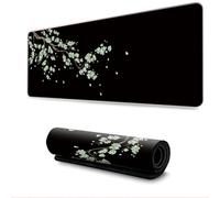 Hearda 3D Modello Tappetino Mouse, Sakura Nero 3D Tappetino Mouse XXL/XL/L, Tappetino Mouse Gaming con Base in Antiscivolo e Bordi Cuciti, Mouse Pad per Ufficio e Casa (Verde chiaro,600x300x3mm)