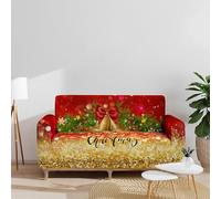 Hearda Copridivano 1/2/3/4 Posti, Universale Elasticizzato Copridivano con Braccioli, Tema Natalizio Lavabile Antiscivolo Fodera Divano Protettiva per Soggiorno Divano (2-Seater,Oro)