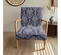 Hearda Copripoltrona con Braccioli in Legno, Coprisedie Elasticizzato con Braccioli in Legno Jacquard Stile Europeo Copripoltrona Singolo con Cerniera Lavabile (Grigio A,Taglia Unica)