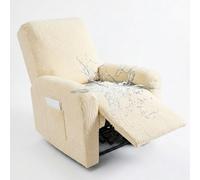 Hearda Copripoltrona Relax Reclinabile 1 Posto, Resistente Agli Schizzi 4 Pezzi Copripoltrona Relax Reclinabile Elettrica Universale, Motivo a Foglia Copridivano con 1 Tasche -Beige