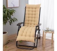 Hearda Cuscino per Sedia a Sdraio con Cinghie, Cuscino Imbottito di Ricambio per Poltrona Sedia Sdraio Morbido e Antiscivolo per Interni ed Esterni, Giardino, Patio (Beige,48 * 120cm)
