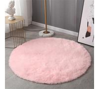 Hearda Moda Colore Unito Tappeti Camera da Letto, Antiscivolo Tappeto Rotondo Salotto, Tappeto Cameretta Bambina Spesso Peluche Soffice, Inverno Tappeto Camera Bambini (60cm,Rosa)