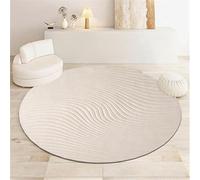 Hearda Modello di Linea Tappeto Camera da Letto, Antiscivolo Tappeto Rotondo Salotto, Tappeto Cameretta Bambina Moderno Lavabile, Autunno Inverno Tappeto Camera Bambini (60cm,Beige)