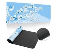 Hearda Modello Tappetino Mouse, Sakura Giapponese Tappetino Mouse XXL/XL/L,Tappetino Mouse Gaming con Base in Antiscivolo e Bordi Cuciti,Mouse Pad per Ufficio e Casa (Blu,600x300x3mm)