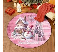 Hearda Natale Tappeto Camera da Letto, Velluto di Cristallo Tappeto Rotondo Salotto a Pelo Corto, Tappeto Cameretta Bambina Rotondo, Tappeto Camera Bambini Moderno (Rosa,120cm)