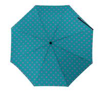 Hearda Ombrelli Pieghevoli Resistenti, Motivo Amore Cuore 3D Ombrello Pieghevole Manuale Ombrelli Anti Uv Estivo Ombrelli da Pioggia Antivento Compatto Asciugatura Rapida (Blu pavone)