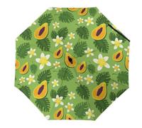 Hearda Ombrelli Pieghevoli Resistenti,Motivo Foglie di Monstera 3D Ombrello Pieghevole Manuale Ombrelli Anti Uv Estivo Ombrelli da Pioggia Antivento Compatto Asciugatura Rapida (Plumeria di papaia)