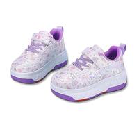 Hearda Scarpe con Rotelle Bambina, 2 in 1 Scarpe con Rotelle Bambino, Sportive Scarpe da Skateboard con 4 Rotelle a Scomparsa Sneakers da Ginnastica da Pattini Unisex Bambini