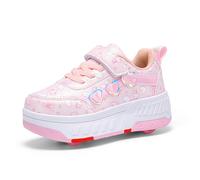Hearda Scarpe con Rotelle Bambina, 2 in 1 Scarpe con Rotelle Bambino, Sportive Scarpe da Skateboard con 4 Rotelle a Scomparsa Sneakers da Ginnastica da Pattini Unisex Bambini