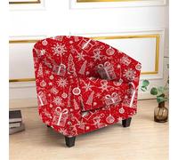 Hearda Stampa Natale Universale Copripoltrona,1 Posto Copripoltrona,Elastico Copri Poltrona con Braccioli,Antiscivolo Cocktail Copri Poltrona, per Soggiorno Camera da Letto Club (Rosso)