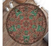 Hearda Stile Mandala Retrò 3D Tappeto Camera da Letto, Antiscivolo Tappeto Rotondo Salotto, Cameretta Bambina Moderno Lavabile Autunno Inverno Bambini (Retrò,80cm)