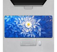 Hearda Tappetino Mouse, 3D Arte Fiori Pastorali Tappetino Mouse XXL/XL/L, Tappetino Mouse Gaming con Base in Antiscivolo e Bordi Cuciti, Mouse Pad per Ufficio e Casa (Blu,800x300x3mm)