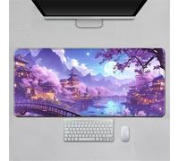 Hearda Tappetino Mouse, 3D Arte Fiori Pastorali Tappetino Mouse XXL/XL/L, Tappetino Mouse Gaming con Base in Antiscivolo e Bordi Cuciti, Mouse Pad per Ufficio e Casa (Sakura,800x300x3mm)