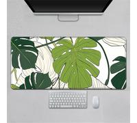 Hearda Tappetino Mouse, 3D Arte Fiori Pastorali Tappetino Mouse XXL/XL/L, Tappetino Mouse Gaming con Base in Antiscivolo e Bordi Cuciti, Mouse Pad per Ufficio e Casa (Foglia di Monstera,600x300x3mm)