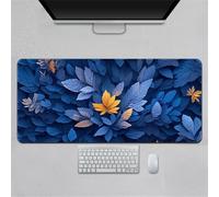 Hearda Tappetino Mouse, 3D Arte Fiori Pastorali Tappetino Mouse XXL/XL/L, Tappetino Mouse Gaming con Base in Antiscivolo e Bordi Cuciti, Mouse Pad per Ufficio e Casa (Foglie,600x300x3mm)