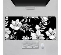 Hearda Tappetino Mouse, 3D Arte Fiori Pastorali Tappetino Mouse XXL/XL/L, Tappetino Mouse Gaming con Base in Antiscivolo e Bordi Cuciti, Mouse Pad per Ufficio e Casa (Nero,900x400x3mm)