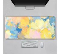 Hearda Tappetino Mouse, 3D Elegante Arte Floreale Tappetino Mouse XXL/XL/L, Tappetino Mouse Gaming con Base in Antiscivolo e Bordi Cuciti, Mouse Pad per Ufficio e Casa (Giallo,700x300x3mm)