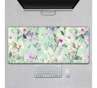 Hearda Tappetino Mouse, 3D Elegante Arte Floreale Tappetino Mouse XXL/XL/L, Tappetino Mouse Gaming con Base in Antiscivolo e Bordi Cuciti, Mouse Pad per Ufficio e Casa (Verde chiaro,900x400x3mm)