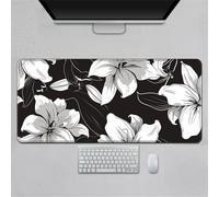 Hearda Tappetino Mouse, 3D Elegante Arte Floreale Tappetino Mouse XXL/XL/L, Tappetino Mouse Gaming con Base in Antiscivolo e Bordi Cuciti, Mouse Pad per Ufficio e Casa (Nero,900x400x3mm)