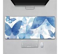 Hearda Tappetino Mouse, 3D Elegante Arte Floreale Tappetino Mouse XXL/XL/L, Tappetino Mouse Gaming con Base in Antiscivolo e Bordi Cuciti, Mouse Pad per Ufficio e Casa (Blu,900x400x3mm)