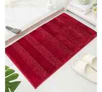 Hearda Tappeto Bagno Antiscivolo in Ciniglia, Tappeti Bagno Microfibra - Morbido e Confortevole, Lavabile in Lavatrice Tappeto Doccia Assorbente per Doccia, Cucina (Righe Rosse,60x90cm)